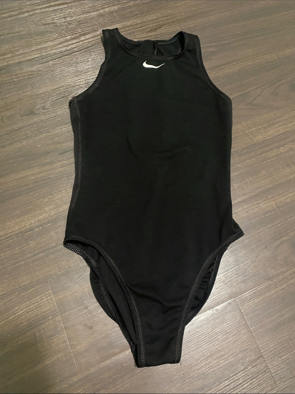Nike Black High-Neck Sleeveless Athletic bodysuit with White Swoosh